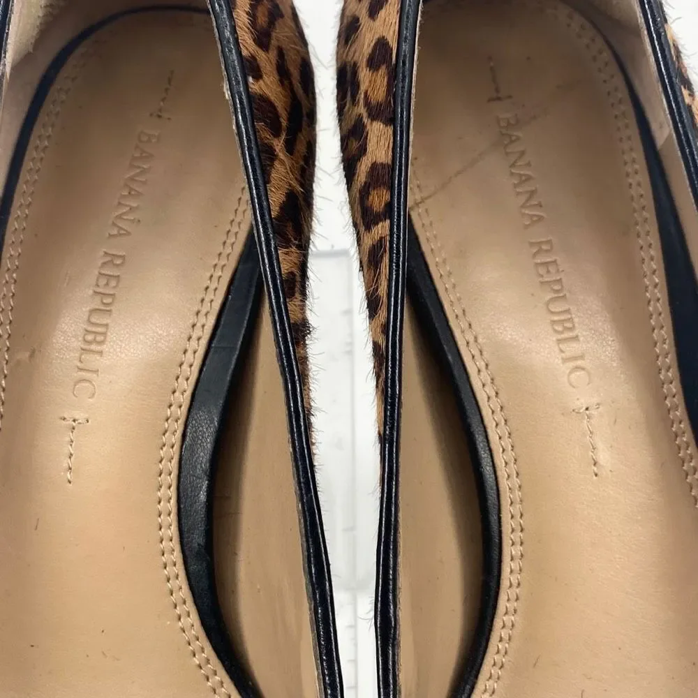Banana Republic Genuine Calf Hair Pumps Animal Print Leopard Heels Brown Tan‎ 7